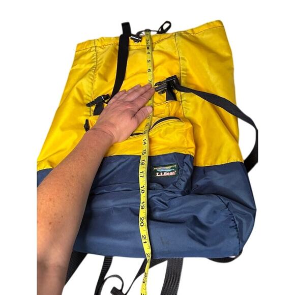 Vintage LL Bean Continental Backpack Rucksack Yellow Blue 90s Hiking - Picture 10 of 16